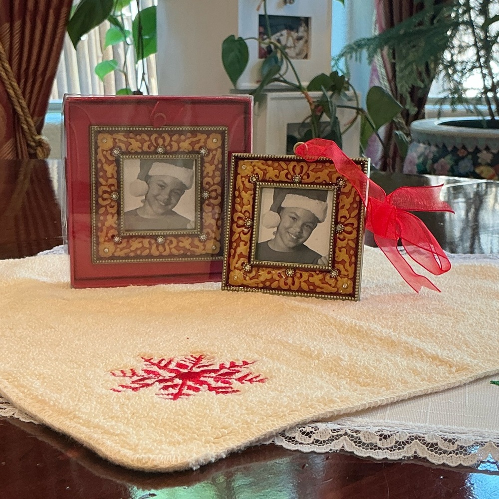 Red and Gold Picture Frames with Ribbon